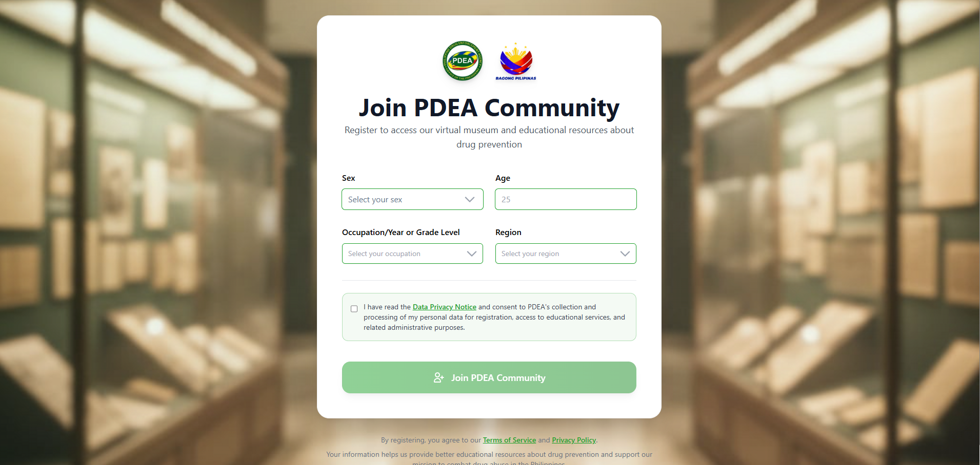 PDEA Virtual Gallery: Web Design & Interface Concept